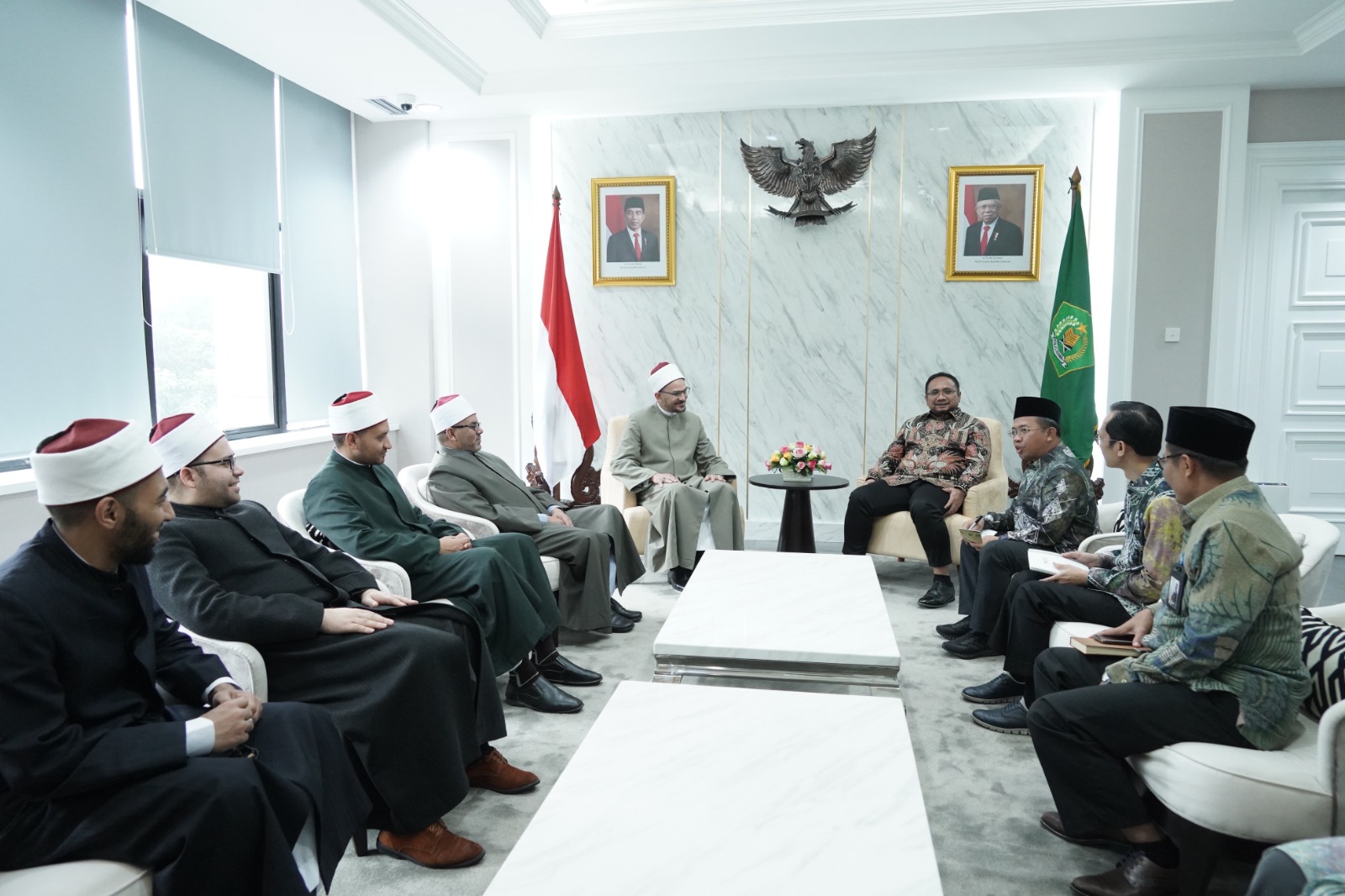 Para Dai dan Qari dari Al-Azhar Asy-Syarif Kairo diterima Menag Yaqut Cholil Qoumas di kantor Kementerian Agama 
